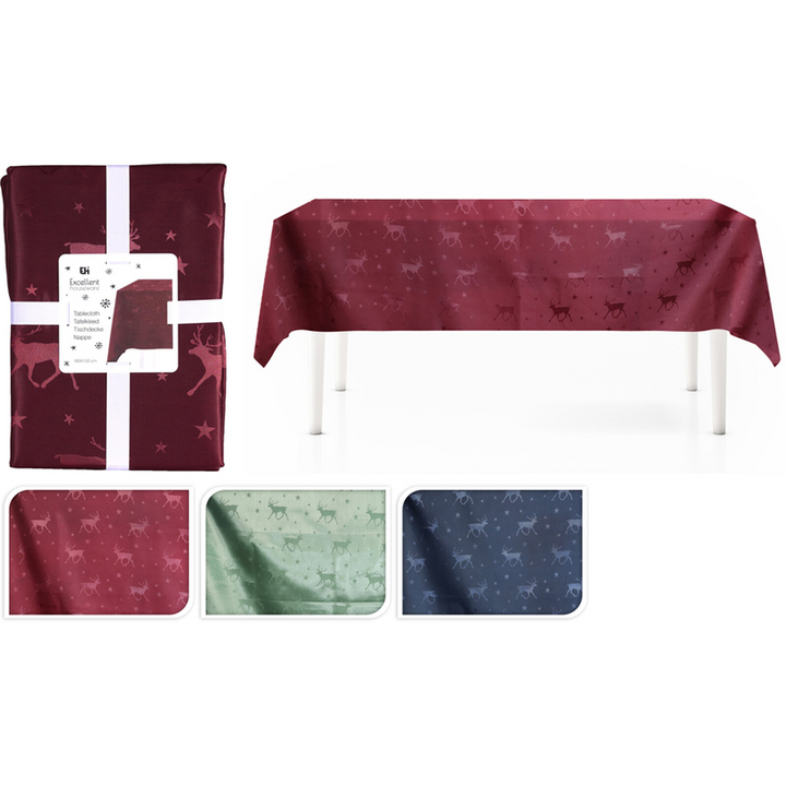 Christmas Tablecloth W/ Reindeer Design