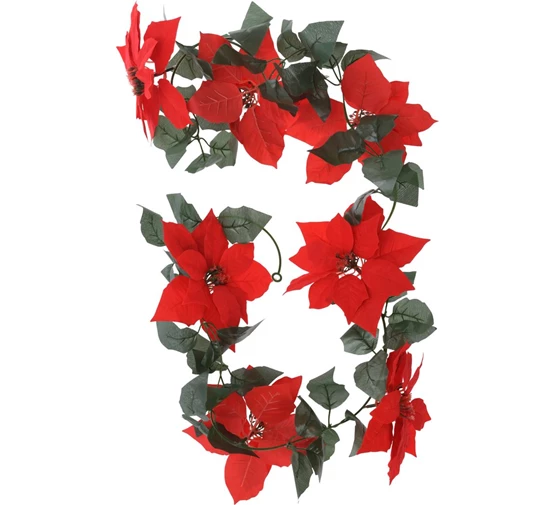 6.3ft Poinsettia Garland