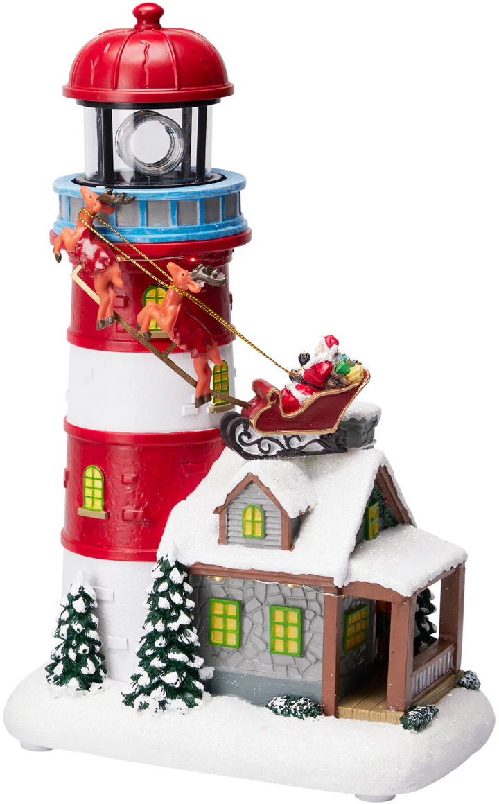 29cm Lighthouse W/ Santa