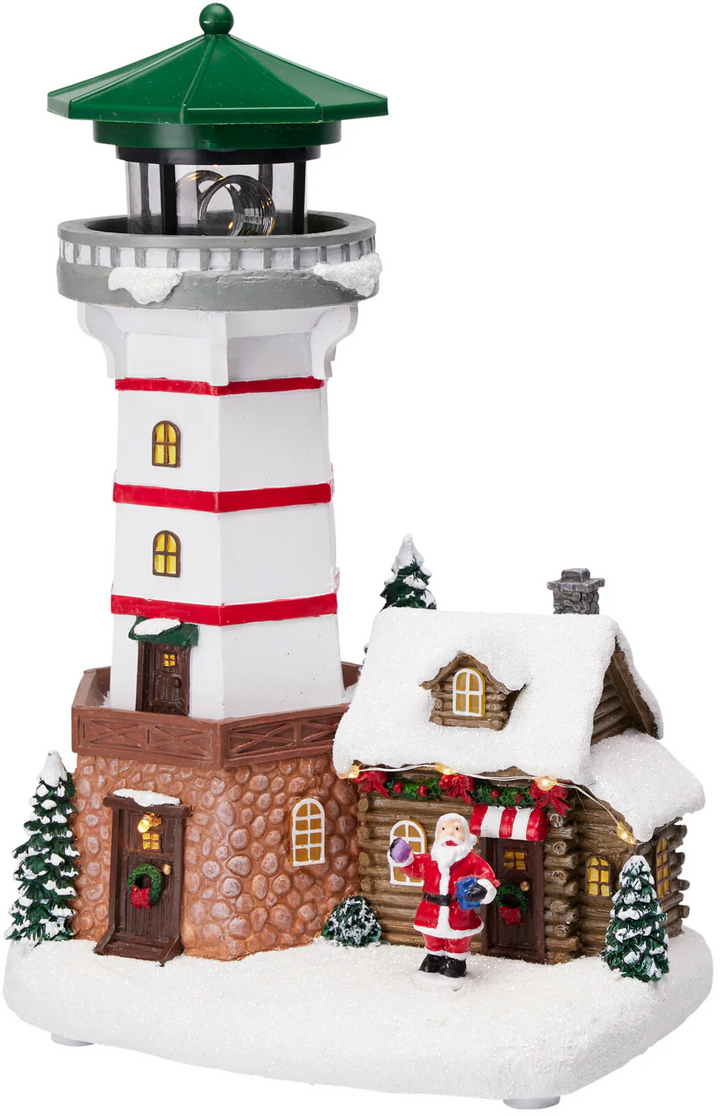 29cm Lighthouse W/ Santa