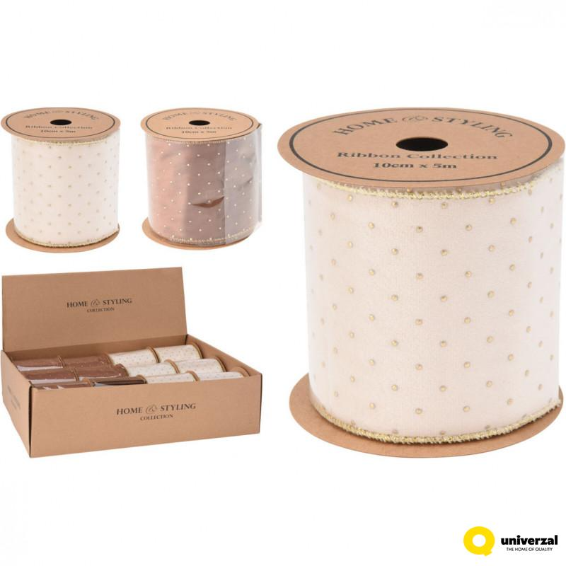 5m Velvet Ribbon W/ Gold Dots