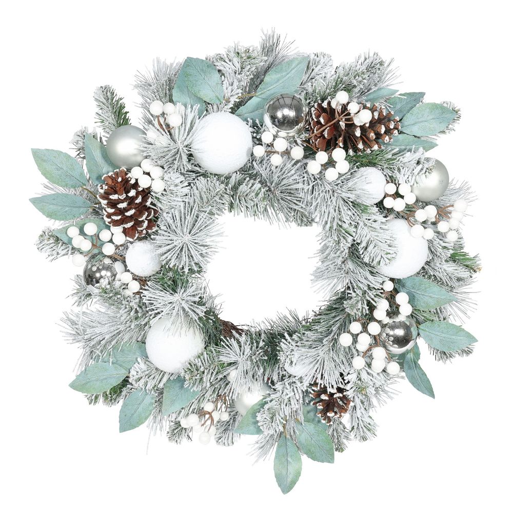 24" Snow Cone & Berry Bauble Wreath