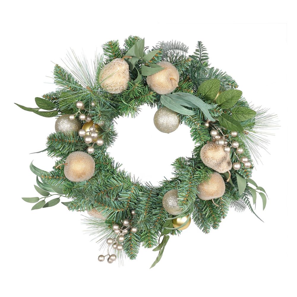 24" Golden Fruit, Bauble & Berry Wreath 