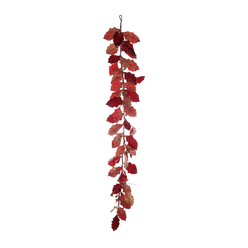 6ft Garland With Berries Red & Gold