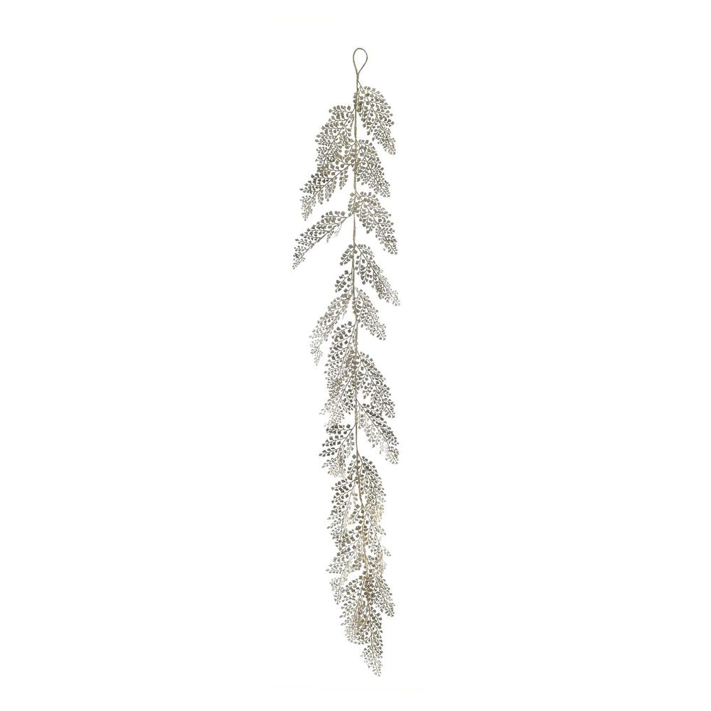6ft Glitter Fern Garland Gold