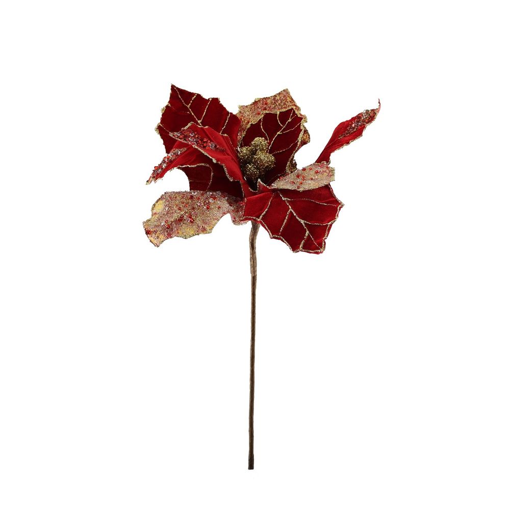Poinsettia Pick - Red & Gold
