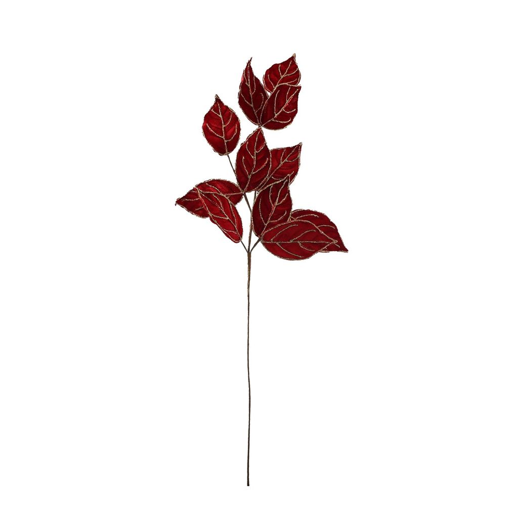 Velvet Leaf Spray Red 76cm