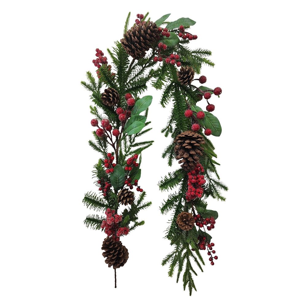 5ft Traditional Red & Green Garland