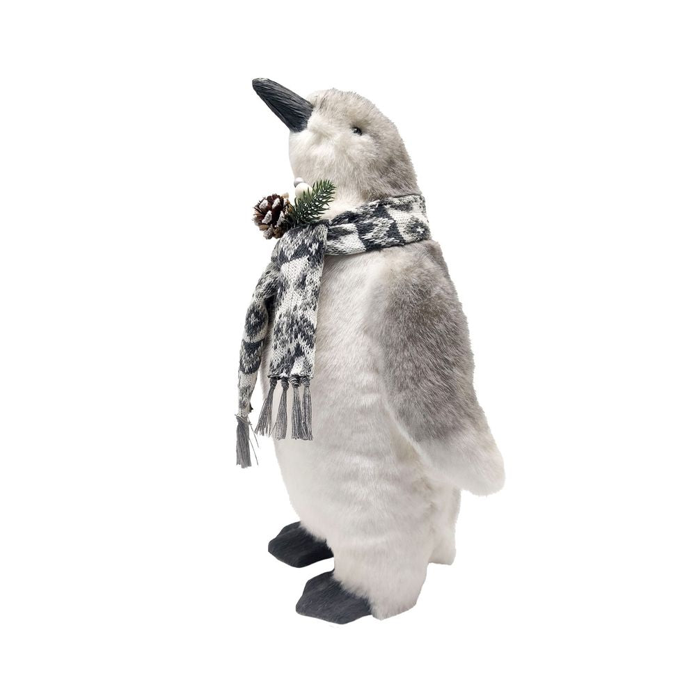 White/Grey Penguin with Christmas Scarf 43cm