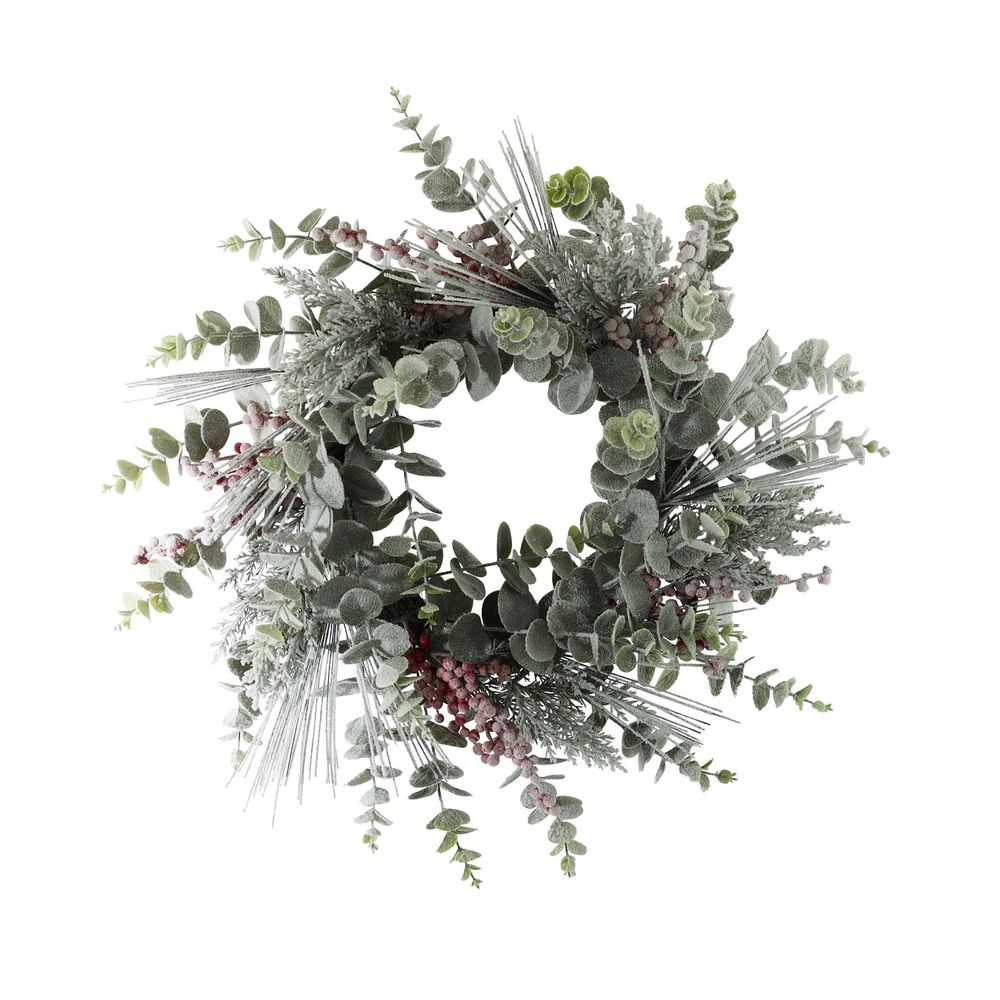 24" Snowy Eucalyptus & Berry Wreath