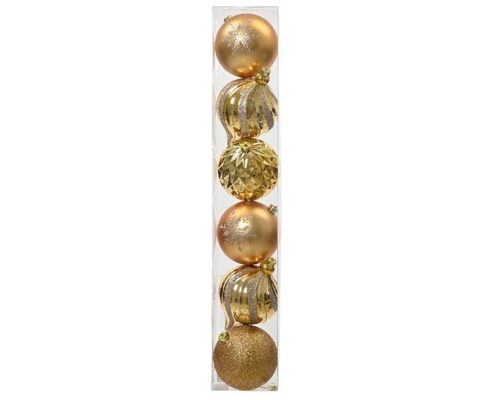15cm Shatterproof Bauble Gold - Set of 6
