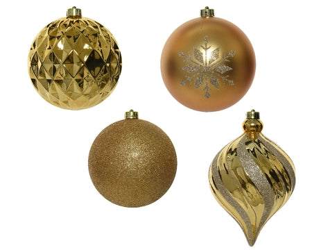 15cm Shatterproof Bauble Gold - Set of 6