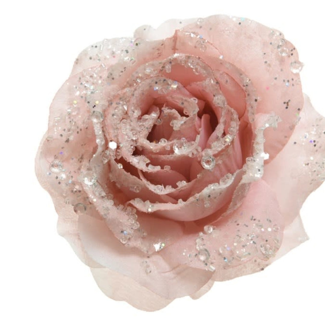 Rose on clip polyester glitters