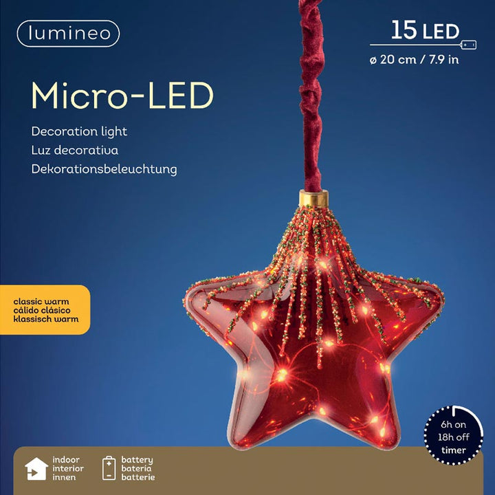 Battery Operated Micro LED Decoration Light - Red Star