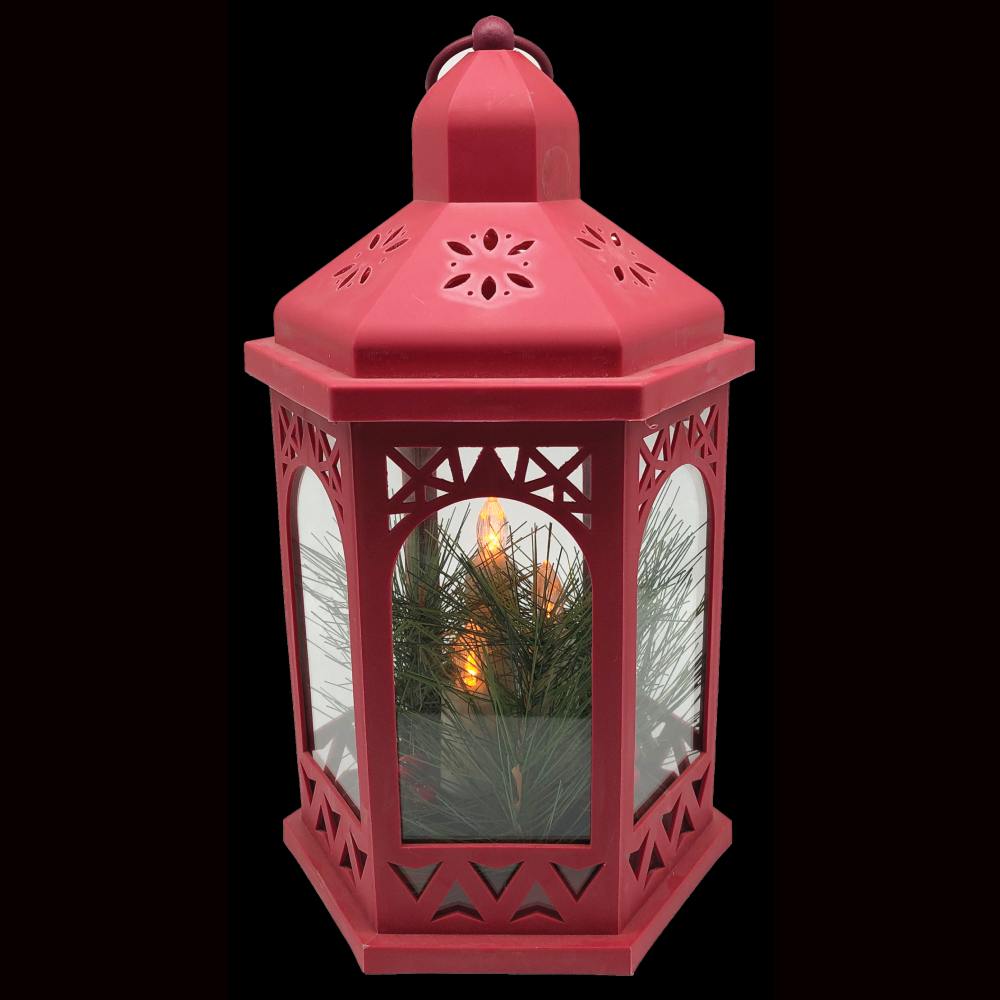 red christmas candle lantern