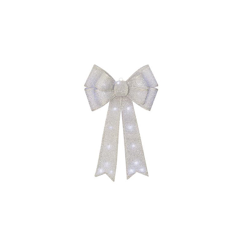 Battery Operated Lit Fabric Bow W/ 25 Warm White LEDs