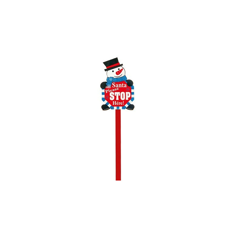 Wood Santa Stop Here Garden Stake