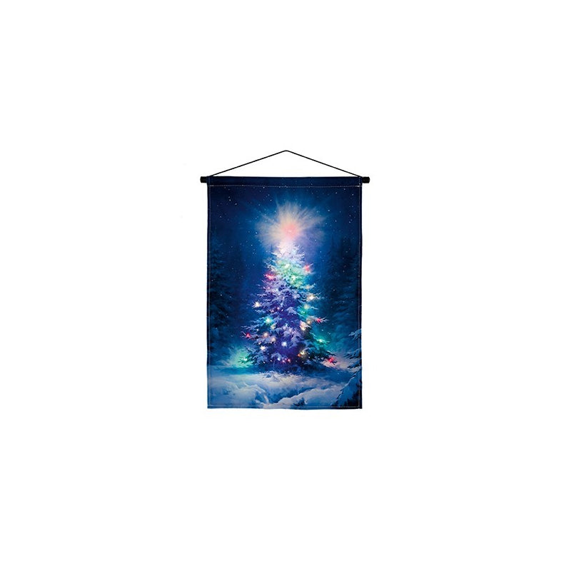 Battery Operated Lit Fabric Banner - Christmas Tree