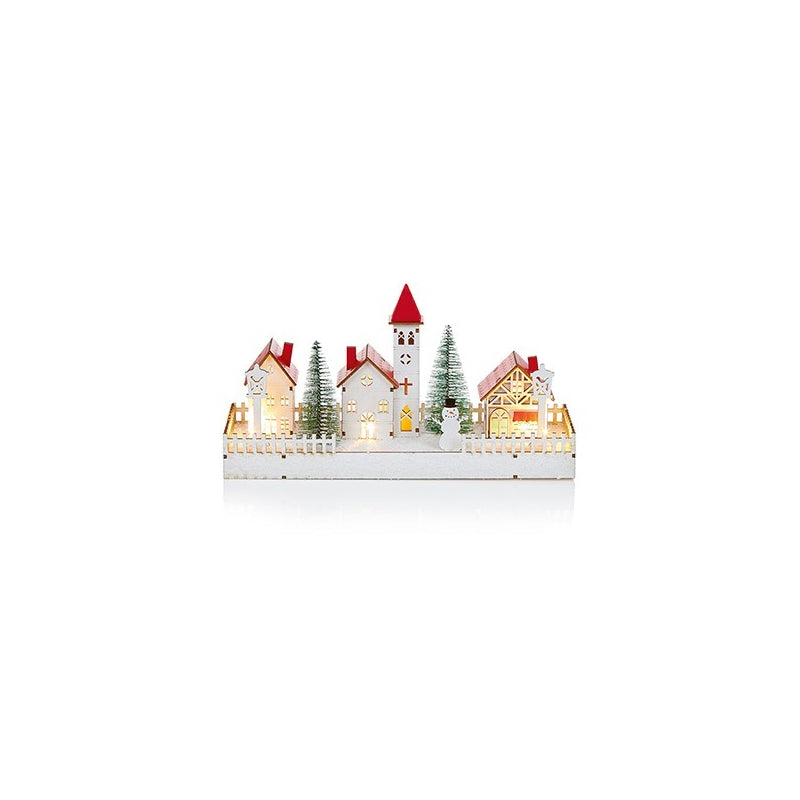 Battery Operated Lit Wood Christmas Village Scene