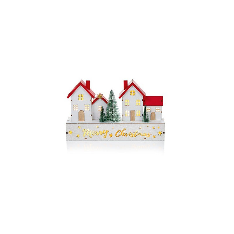 Battery Operated Lit House Scene W/ Merry Christmas