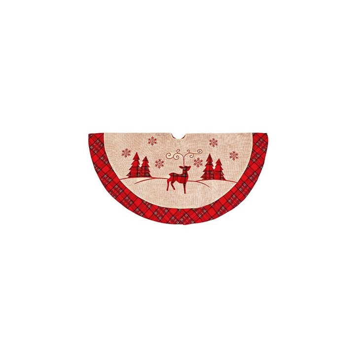 Red Plaid Reindeer Tree Skirt - 90cm | 3ft