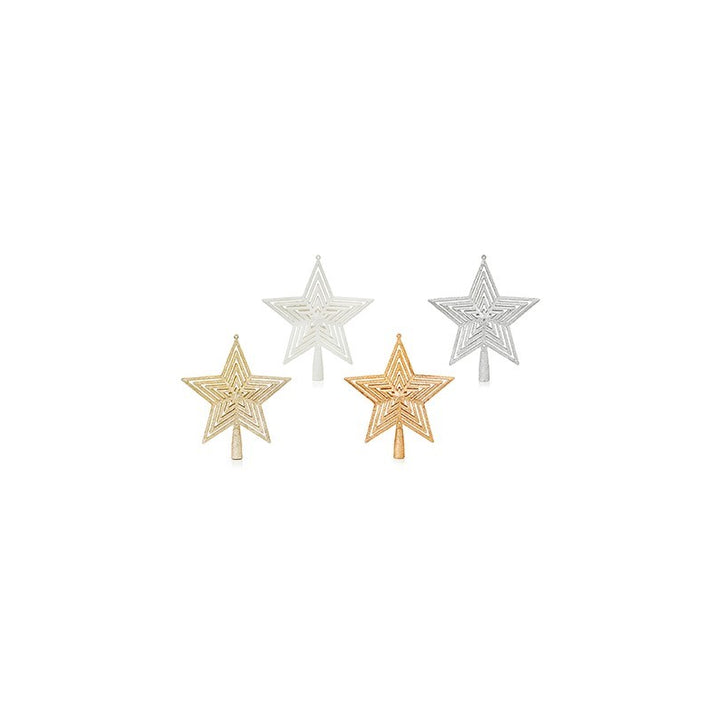 Glittered Star Tree Topper - Set of 4