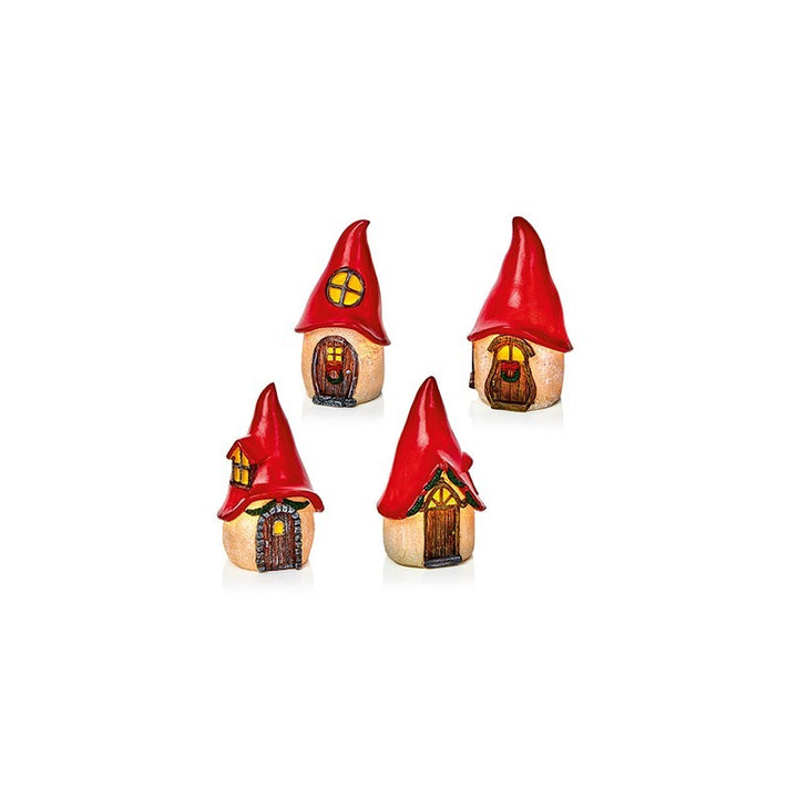 Battery Operated Lit Gnome House - Set of 4