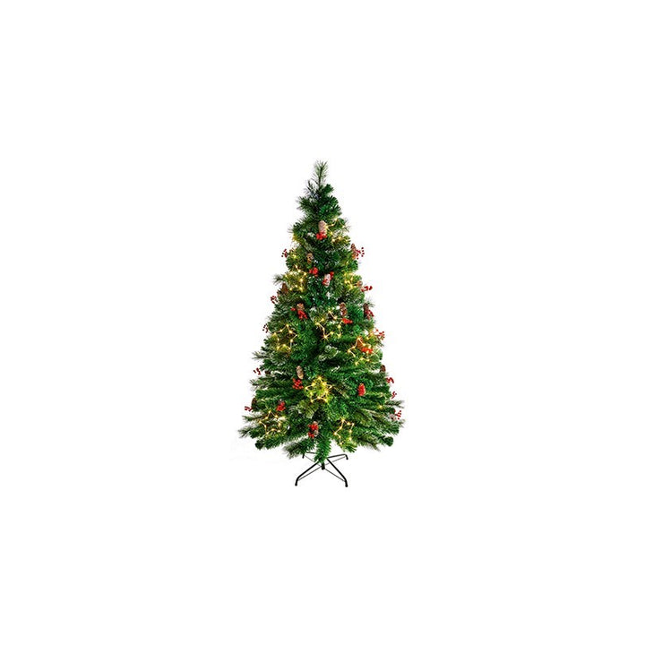 Christmas fibre optic tree 1.8m- Snow Tipped Led Tree with Berries and Pi