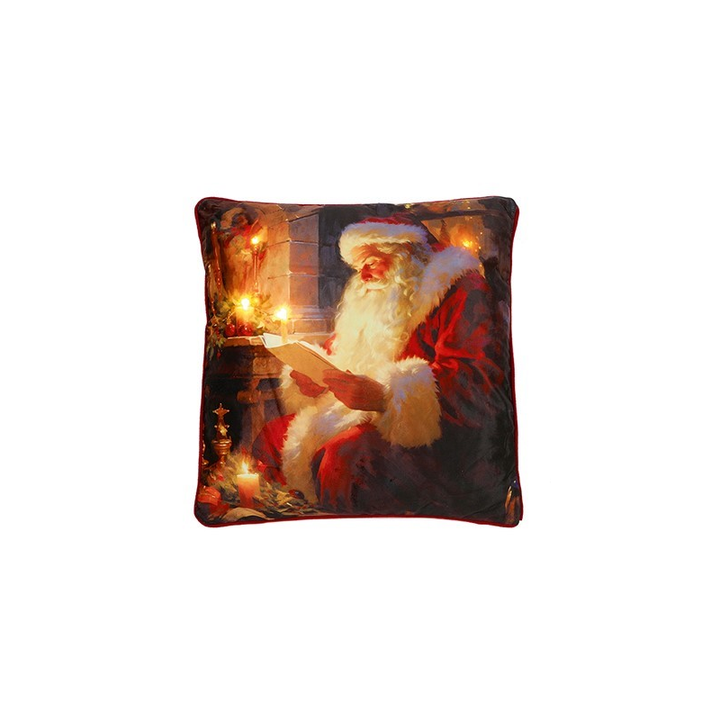 Battery Operated Santa Scene Cushion