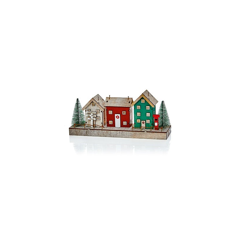 Battery Operated Lit Wood House Scene