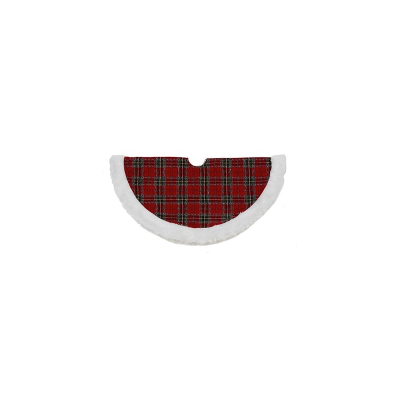 90cm | 3ft Tartan Tree Skirt W/ Fur Edge