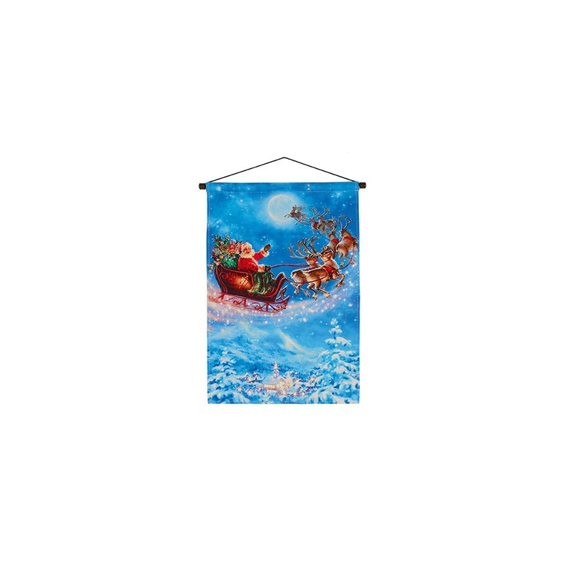 Battery Operated Lit Fabric Banner - Santa