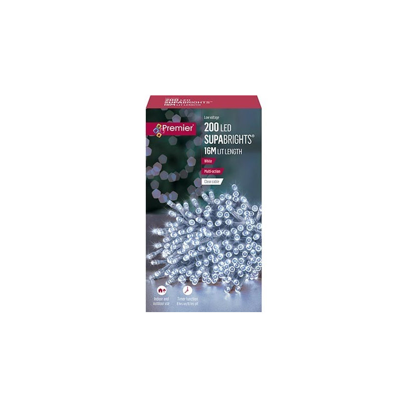 200 M-A LED Supabrights Tree Lights W/ Clear Cable