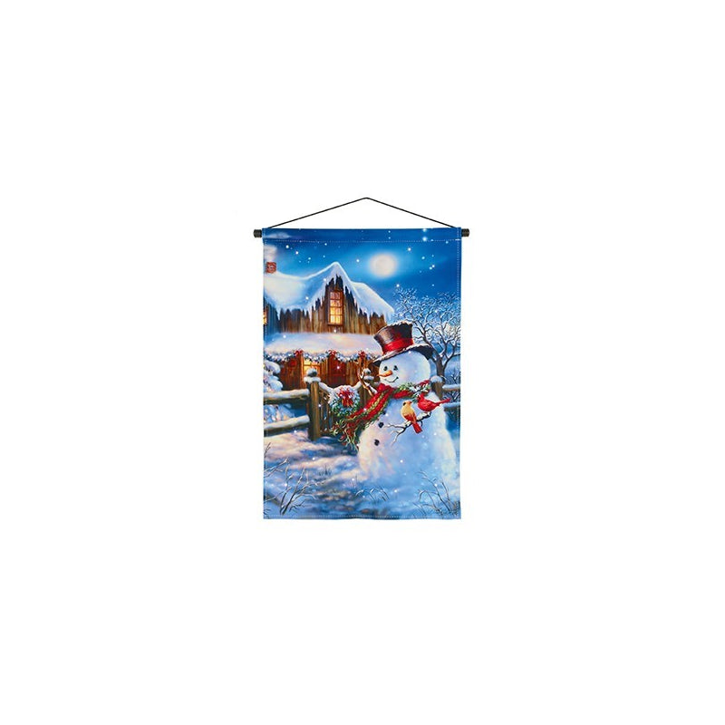 Battery Operated Lit Fabric Banner - Snowman