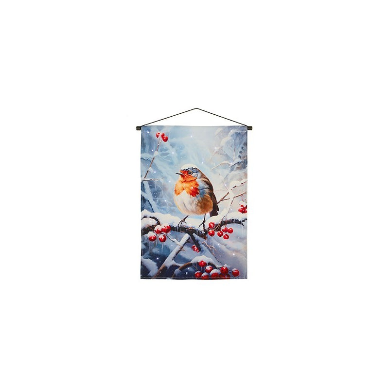 Battery Operated Lit Fabric Banner - Robin Winter