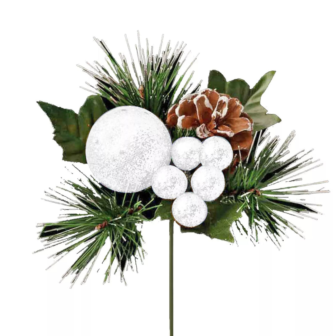 Glitter Ball & Pine-Cone Floristry Pick