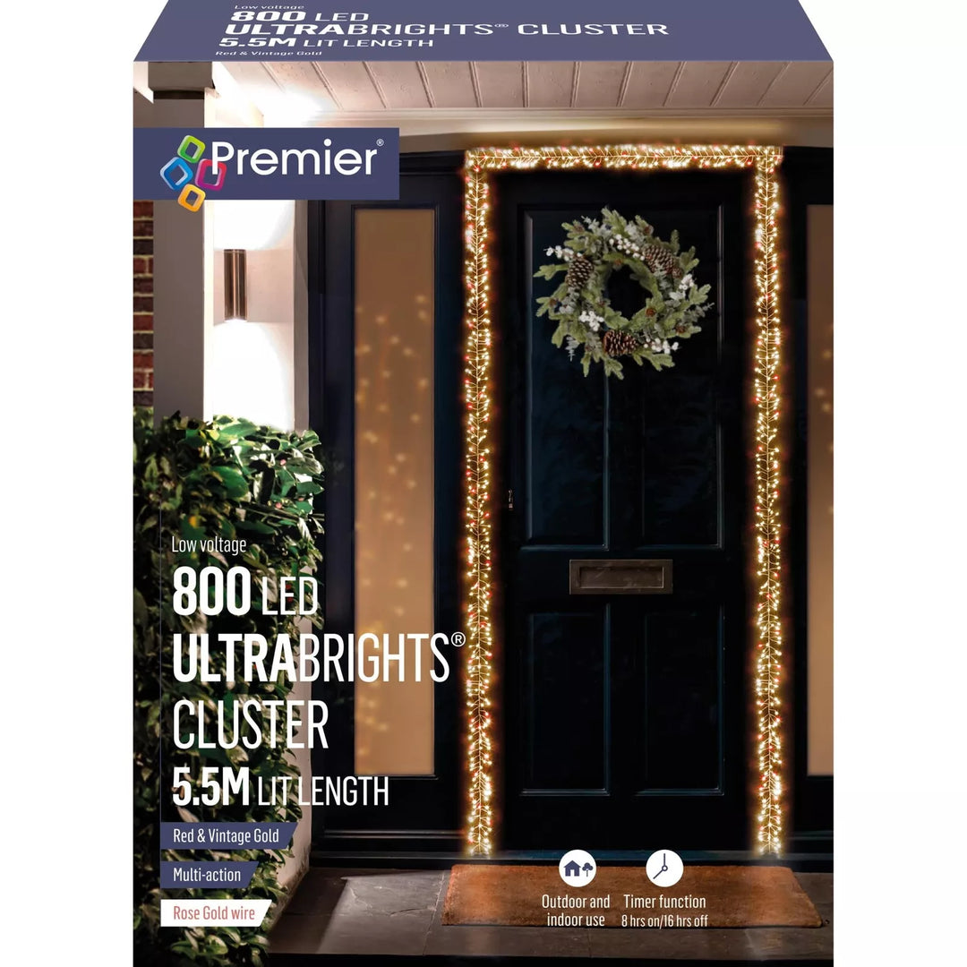 800 LED Ultrabrights Cluster Lights Door Garland