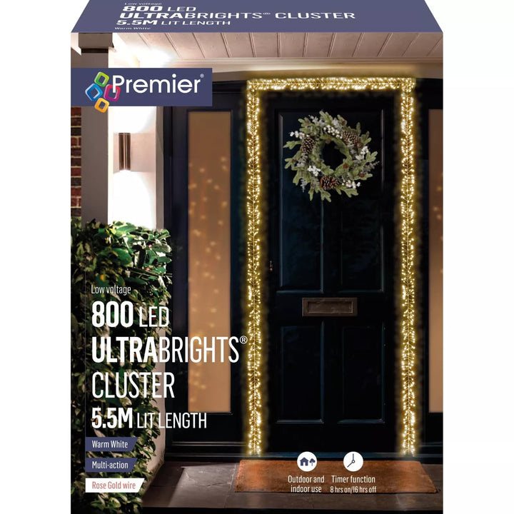 800 LED Ultrabrights Cluster Lights Door Garland