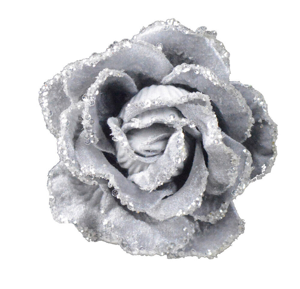 silver christmas rose decoration