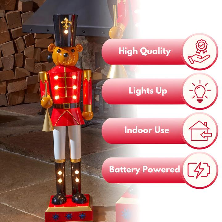 80cm Battery Operated Light Up Teddy Nut Cracker