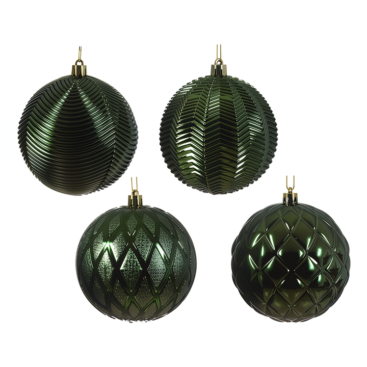 10cm Baubles Shatterproof Pine Green