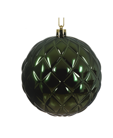 10cm Baubles Shatterproof Pine Green
